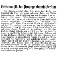 Bericht über die Präsentation im Propagandaministerium 1935